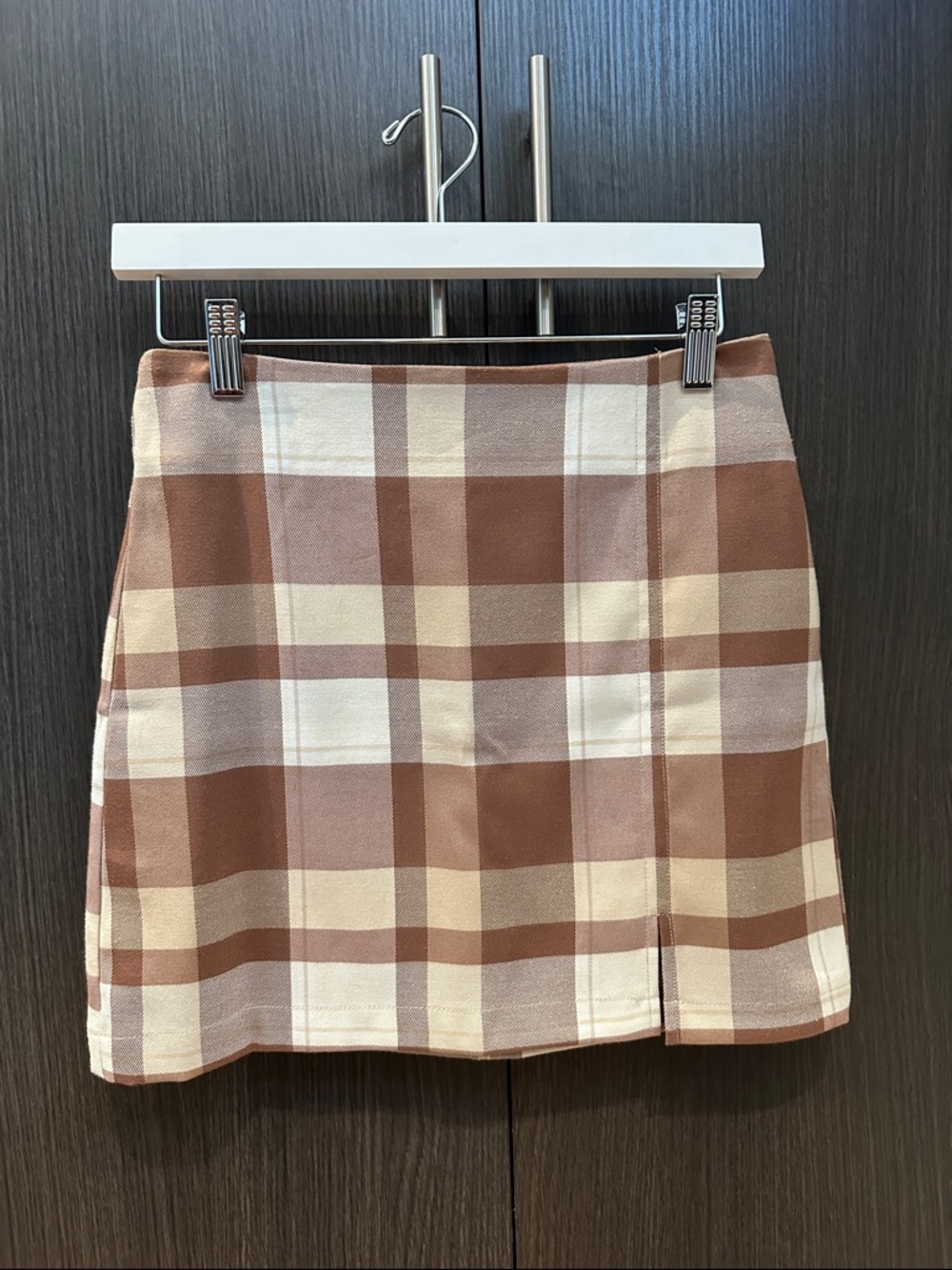 Abound Brown and Cream Plaid Mini Skirt